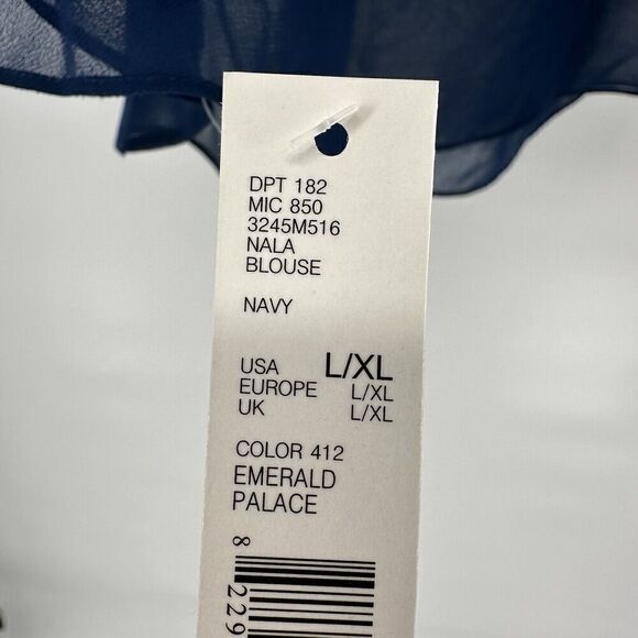 Preston York Cape Top Blue Sheer Gemstone Bead Embellished Size L XL Crew Neck - Picture 8 of 9